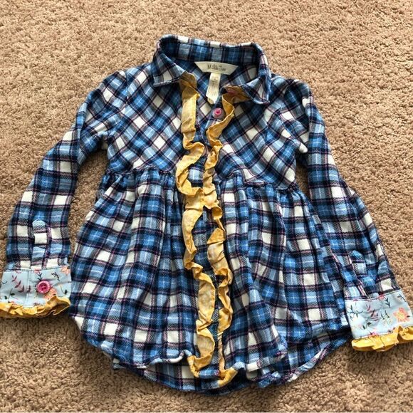 Matilda Jane Plaid Tunic Top Girls 4 Blue - Picture 1 of 9